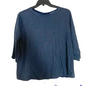 Transit Par-Such Navy Blue Linen Top Light Sweater